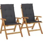 vidaXL Gartenstühle mit Kissen 2 Stk. Massivholz Teak