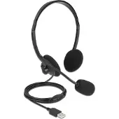 DeLOCK USB Stereo Headset mit Lautstärkeregler für PC und Notebook - Ultra-Leicht, Kabelgebunden, Büro/Callcenter, 20 - 20000 Hz, 75 g, Kopfhörer, Schwarz
