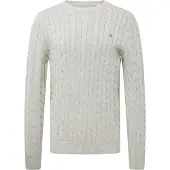 Gant für Herren. 8050601 Grauer Pullover mit Rundhalsausschnitt (M), Lässig, Baumwolle