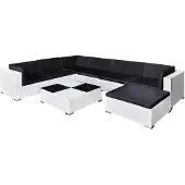 vidaXL 8-tlg. Garten-Lounge-Set mit Auflagen Poly Rattan Weiß