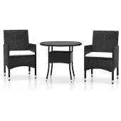 vidaXL 3-tlg. Garten-Essgruppe Poly Rattan Schwarz