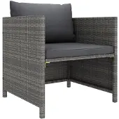 vidaXL Gartensofa mit Kissen Grau Poly Rattan