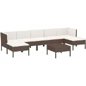 vidaXL 8-tlg Garten-Lounge-Set mit Auflagen Poly Rattan Braun Modell 17