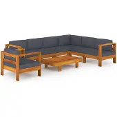 vidaXL 8-tlg. Garten-Lounge-Set mit Dunkelgrauen Auflagen Akazienholz