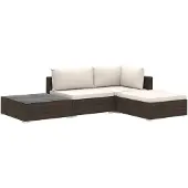 vidaXL 4-tlg. Garten-Lounge-Set mit Auflagen Poly Rattan Braun