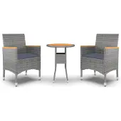 vidaXL 3-tlg. Garten-Essgruppe Poly Rattan Grau