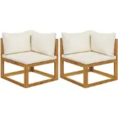 vidaXL Modulare Ecksofas 2 Stk. mit Auflagen Cremeweiß