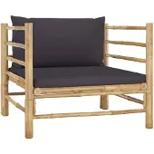 vidaXL Gartensofa mit Dunkelgrauen Kissen Bambus
