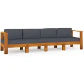 vidaXL 4-Sitzer-Gartensofa mit Dunkelgrauen Auflagen Massivholz Akazie