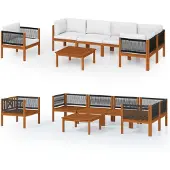 vidaXL 7-teiliges Garten-Lounge-Set mit Kissen Creme 63 x 63 cm