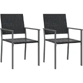 vidaXL Gartenstühle 2 Stk. Schwarz 54x62,5x89 cm Poly Rattan