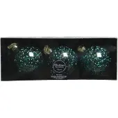 Décoris Weihnachtskugel Glas d8 cm nachtblau 3 Stück