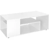 ML-Design Couchtisch in Weiß, 110x50x41 cm, Geräumiger Wohnzimmertisch mit 4 Abstellflächen auf 3 Etagen, Moderner Sofatisch mit viel Stauraum