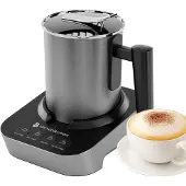 Kitchenbrothers Elektrischer Milchaufschäumer - 4-in-1 - Milchquirl - 240 ML - Praktischer Milchschäumer - Anthrazit