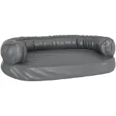 vidaXL Hundebett Ergonomisch Schaumstoff Grau 75x53 cm Kunstleder