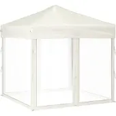 vidaXL Partyzelt Faltbar mit Seitenwänden Creme 2x2 m