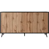 Selsey - Kommode Bello mit Lamellentüren 154 cm schwarz/Wotan Eiche