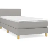 vidaXL Boxspringbett mit Matratze Hellgrau 90x200 cm Stoff