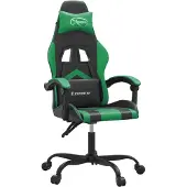 vidaXL Gaming-Stuhl Drehbar Schwarz und Grün Kunstleder