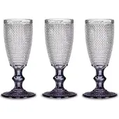 Vivalto Champagnerglas mit Muster und getöntem Fuß, 185 ml, 6 Stück