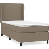 vidaXL Boxspringbett mit Matratze Taupe 90x200 cm Stoff