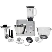 Kenwood KVC3173S/W CHEF KÃ1/4chenmaschine, Edelstahlgehäuse, 1000 Watt, 4,6 l Behälter, Standmixeraufsatz, Fleischwolfaufsatz, Geschwindigkeiten stufenlos einstellbar
