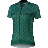 Shimano W's SAGAMI Short Sleeve Zip Jersey, Green