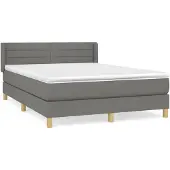 vidaXL Boxspringbett mit Matratze Dunkelgrau 140x200 cm Stoff
