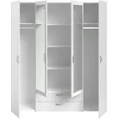 You do it Kleiderschrank mit weißem Nachbildung 4 Flügeltüren + 2 Spiegel + 2 Schubladen 160 x 51 x Höhe 185 cm