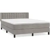 vidaXL Boxspringbett mit Matratze Hellgrau 140x190 cm Samt