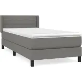 vidaXL Boxspringbett mit Matratze Dunkelgrau 80x200 cm Stoff