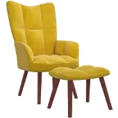 vidaXL Relaxsessel mit Hocker Senfgelb Samt