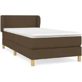 vidaXL Boxspringbett mit Matratze Dunkelbraun 90x200 cm Stoff