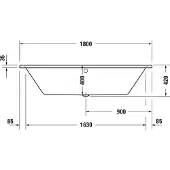 Duravit No. 1 Rechteck-Badewanne 180 x 80 cm mit 2 Rückenschrägen