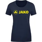 Jako Damen T-Shirt Promo, Farbe:marine meliert/neongelb, Größe:38