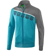 Erima 5-C Polyesterjacke Kinder - Oriental Blue Melange / Grey Melange / Weiß