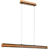 TRIO LED Balken Pendelleuchte DEACON mit Holz, Breite 110cm, Braun-Schwarz