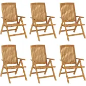 vidaXL Gartenstühle 6 Stk. Verstellbar Massivholz Teak