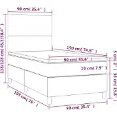 vidaXL Boxspringbett mit Matratze Hellgrau 90x190 cm Samt
