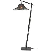 Good&Mojo - Stehleuchte Ibiza - Bambus Schwarz - 77x50x150cm für Wohnzimmer, Schlafzimmer