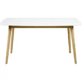 Ebuy24 Naila Esszimmertisch 80 x 150 mit weißer Holztischplatte und einem Gestell in massiver Eiche.