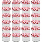 vidaXL Marmeladengläser mit Weißen/Roten Deckeln 24 Stk. 110 ml