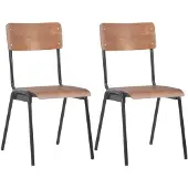 vidaXL Esszimmerstühle 2 Stk. Braun Massives Sperrholz Stahl