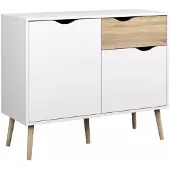 Ebuy24 Napoli Sideboard mit 1 Schublade und 2 Türen weiss/Eiche.