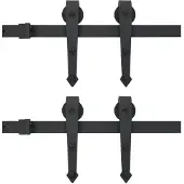 vidaXL Schiebetür-Beschlagsatz 2x183 cm Stahl Schwarz