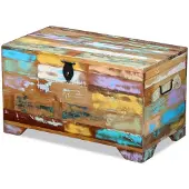 vidaXL Truhe Altholz Massiv,Farbe: Mehrfarbig,Material: Massives