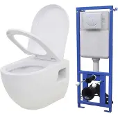 vidaXL Hänge-Toilette mit Einbau-Spülkasten Keramik Weiß