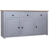 vidaXL Sideboard Grau 135x40x80 cm Kiefernholz Panama
