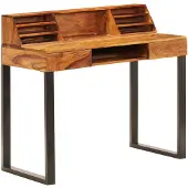 vidaXL Schreibtisch 110 x 50 x 94 cm Massivholz Akazie und Stahl