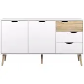 Ebuy24 Napoli Sideboard mit 3 Schubladen und 2 Türen weiss/Eiche.